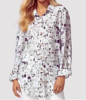 NEW ESCAPE regatta long sleeve button down shirt in gray